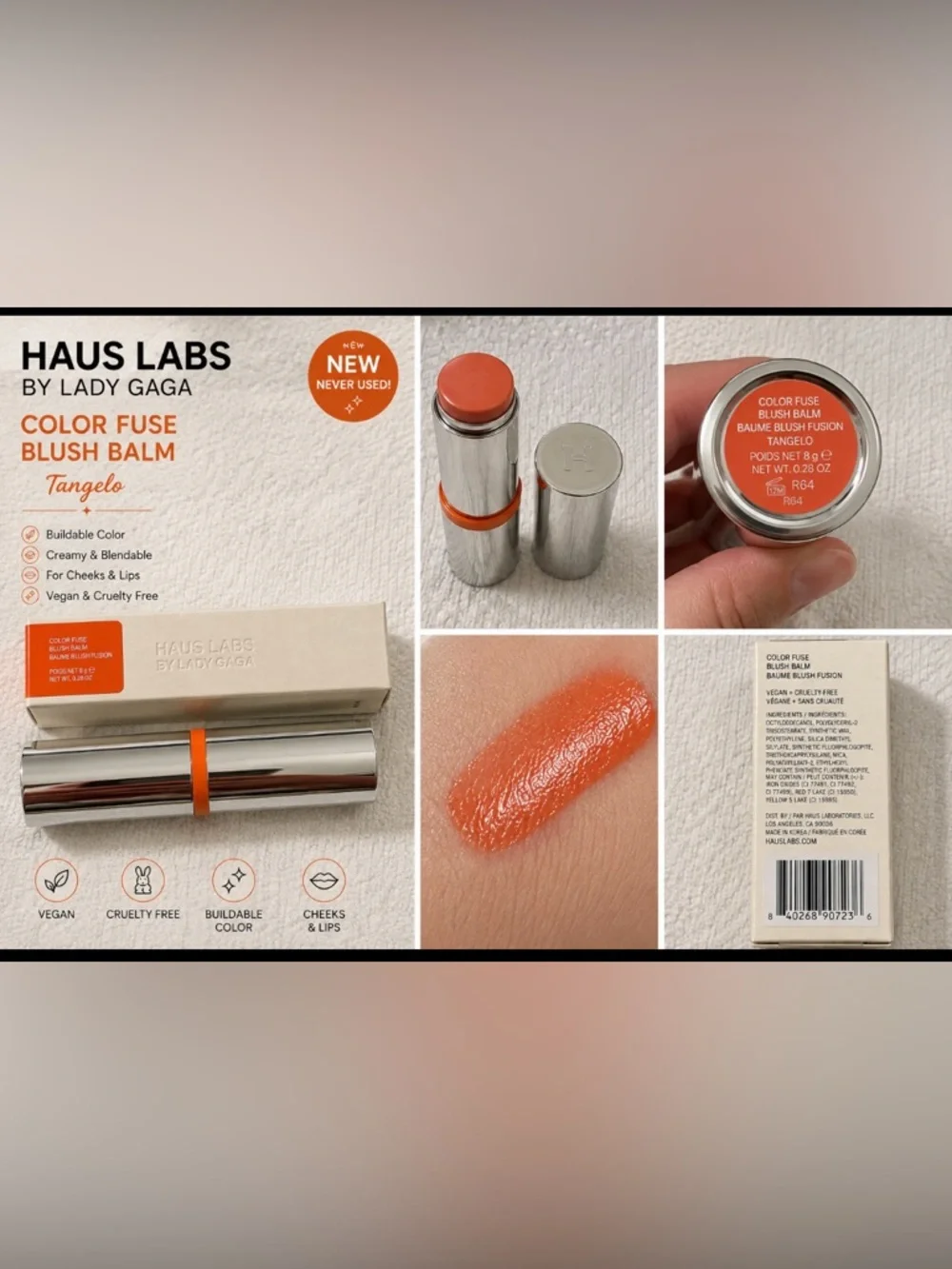 NEW Haus Labs by Lady Gaga Color Fuse Glassy Blush Balm - Tangelo - Never Used